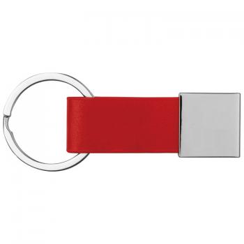 Schlüsselanhänger mit Kunstleder-Bändchen / Farbe: rot