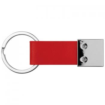 Schlüsselanhänger mit Kunstleder-Bändchen / Farbe: rot