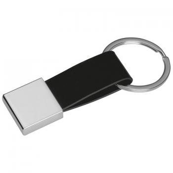 Schlüsselanhänger mit Kunstleder-Bändchen / Farbe: schwarz