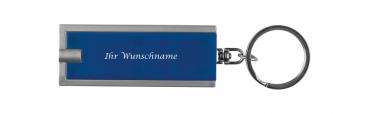 Schlüsselanhänger mit LED Taschenlampe mit Gravur / Farbe: blau