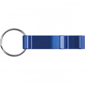 Schlüsselanhänger mit Namensgravur - mit Flaschenöffner - Farbe: blau