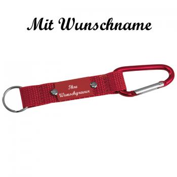 Schlüsselanhänger mit Namensgravur - mit Karabiner - Farbe: rot