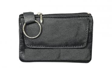 Schlüsseltasche / aus Leder / mit Kleingeldvorfach / Farbe: schwarz