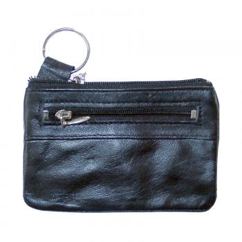 Schlüsseltasche / aus Leder / mit Kleingeldvorfach / Farbe: schwarz