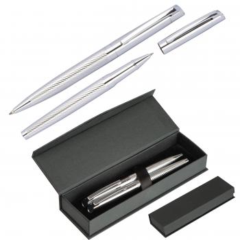Schreibset / mit chromglänzenden Kugelscheiber und Rollerball im Geschenketui