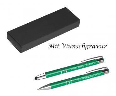 Schreibset mit Gravur / Touchpen Kugelschreiber + Kugelschreiber / mittelgrün