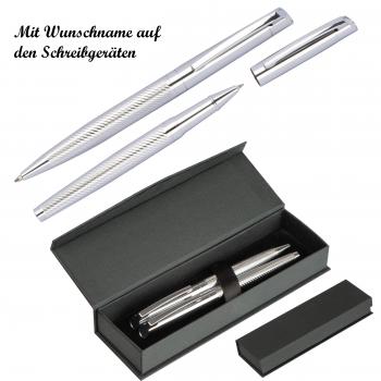Schreibset mit Namensgravur - mit Kugelscheiber und Rollerball im Geschenketui