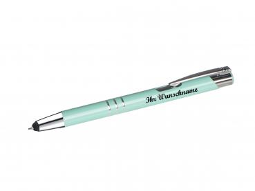 Schreibset mit Namensgravur - Touchpen + Kugelschreiber - pastell mint