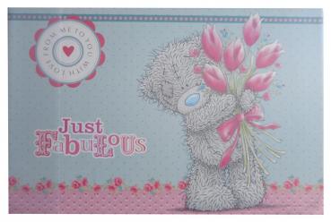 Schreibtischunterlage 58,5x38,5cm / "Teddy mit Blumen"