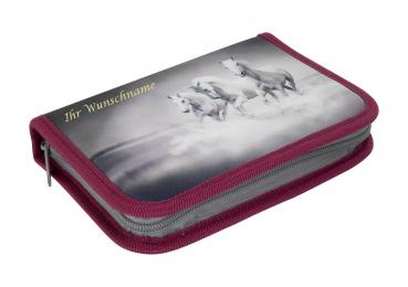 Schüleretui mit Gravur / Federtasche / Federmappe / 50teilig gefüllt / "Pferde"