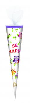 Schultüte / Zuckertüte / 50cm / rund / "Be Happy"