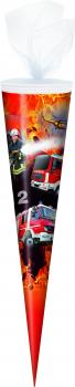 Schultüte / Zuckertüte / 70cm / rund / "Feuerwehr"