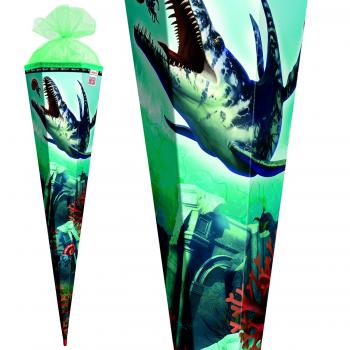 Schultüte / Zuckertüte / 85cm / eckig / "Dino Mosasaurus"