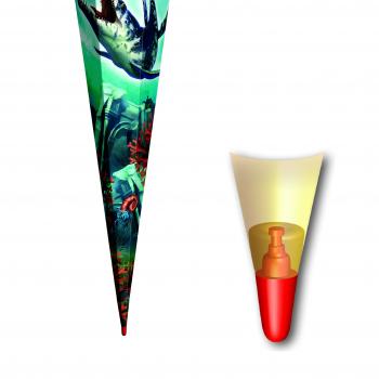 Schultüte / Zuckertüte / 85cm / eckig / "Dino Mosasaurus"