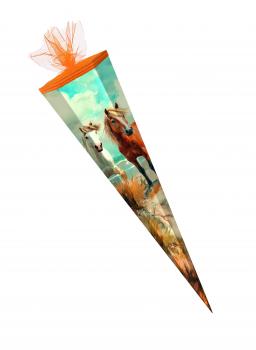 Schultüte / Zuckertüte / 85cm / eckig / "Pferde"