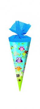 Schultüte / Zuckertüte / Länge: 25cm / rund / "Eulenschule"
