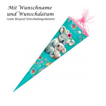 Schultüte mit Gravur / Zuckertüte / 85cm / eckig / "Koalafamilie"