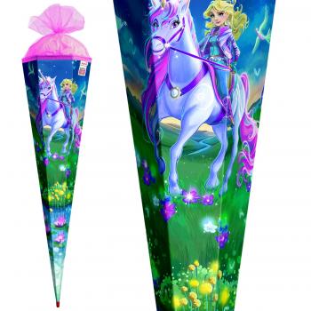 Schultüte mit Gravur / Zuckertüte / 85cm / eckig / "Magische Einhornreiterin"