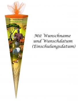 Schultüte mit Gravur / Zuckertüte / 85cm / eckig / "Tiere"