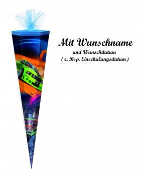 Schultüte mit Namensgravur - Zuckertüte - 50cm - eckig - "Sportwagen"