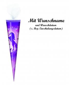 Schultüte mit Namensgravur - Zuckertüte - 70cm - rund - "Einhorn"