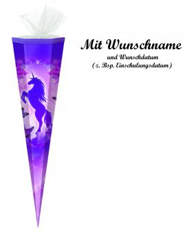 Schultüte mit Namensgravur - Zuckertüte - 85cm - eckig - "Einhorn"