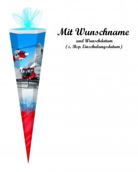 Schultüte mit Namensgravur - Zuckertüte - 85cm - eckig - "Pisten-Team"