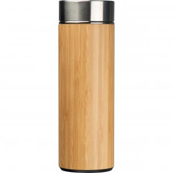 Set aus Trinkbecher und Trinkflasche mit Gravur / mit Teesieb / aus Bambus