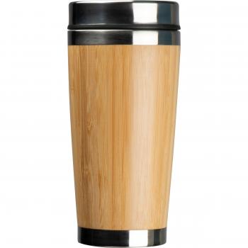 Set aus Trinkbecher und Trinkflasche mit Gravur / mit Teesieb / aus Bambus