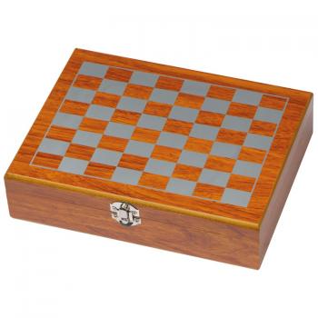 Spieleset - bestehend aus Flachmann mit Namensgravur , Schach- und Kartenspiel