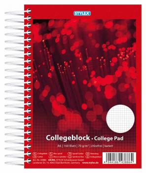 Spiral-Collegeblock / 160 Blatt / Schreibblock / DIN A6 / kariert