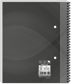 Spiral-Kladde mit Namensgravur - Notizbuch A5 - 96 Bl. kariert - Farbe: schwarz