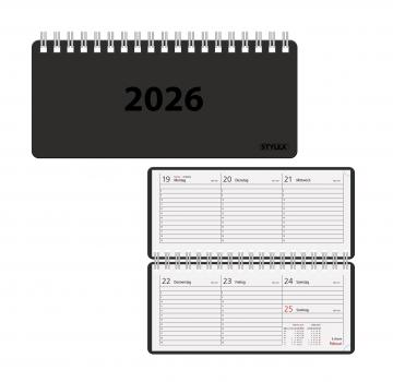 Spiral-Taschenkalender 2026 / ca. 8 x 18 cm / Farbe: schwarz