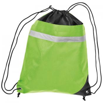 Sportbeutel / Gym-Bag mit reflektierendem Streifen / Farbe: apfelgrün