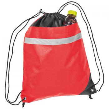 Sportbeutel / Gym-Bag mit reflektierendem Streifen / Farbe: rot