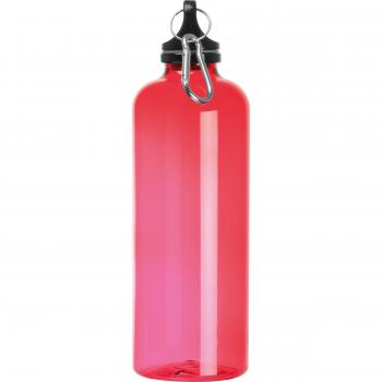 Sporttrinkflasche mit Karabinerhaken / 600ml / Farbe: rot