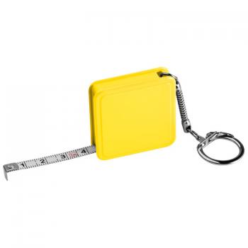 Stahlbandmaß 1m / mit Schlüsselanhänger / Farbe: gelb