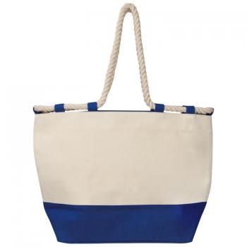 Strandtasche / Jutetasche mit Kordel / Farbe: blau-natur