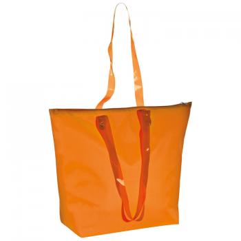 Strandtasche / mit transparenten Henkeln / Farbe: orange