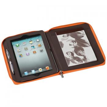Tablethülle / mit linierten Schreibblock und Reißverschluss / Farbe: orange