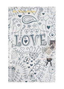 Tagebuch mit goldgefärbter Gravur / mit Schloss / "Love"