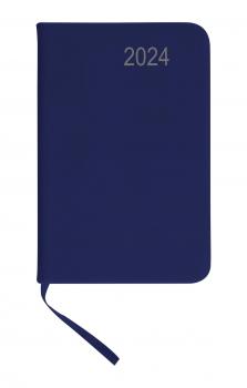 Taschenkalender 2024 / ca DIN A7 / mit PU Einband / Farbe: blau