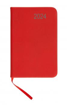 Taschenkalender 2024 / ca DIN A7 / mit PU Einband / Farbe: rot