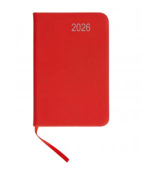 Taschenkalender 2026 / ca DIN A7 / mit PU Einband / Farbe: rot