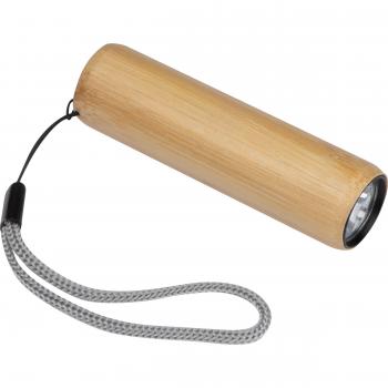 Taschenlampe aus Bambus mit Akku zum aufladen und USB-C Kabel