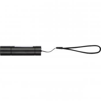 Taschenlampe mit Akku mit Gravur / mit seitlichen COB Licht / Farbe: schwarz