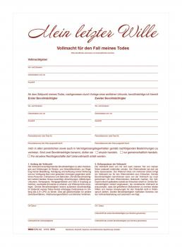 Testament Brief "Mein letzter Wille"