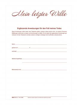 Testament Brief "Mein letzter Wille"