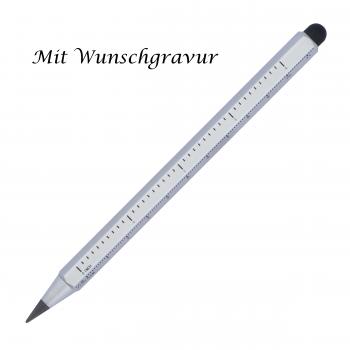 Tintenloser Touchpen Lineal Kugelschreiber mit Gravur / Farbe: silber