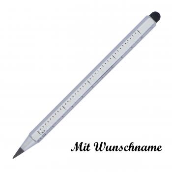 Tintenloser Touchpen Lineal Kugelschreiber mit Namensgravur - Farbe: silber